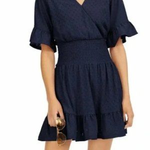 Michael Kors Broderie Anglaise Smocked Wrap Dress - NWT